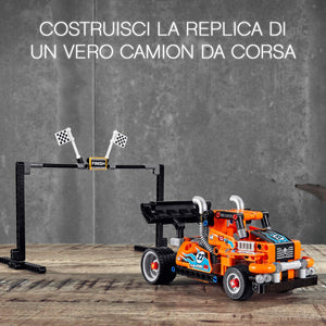 LEGO TECHNIC - CAMION DA CORSA TRASFORMABILE IN AUTO DA CORSA,SET DA COSTRUZIONE 2 IN 1 ,CON MOTORE PULL-BACK ,42104