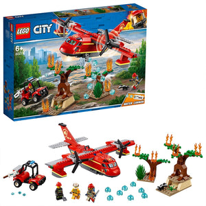 LEGO CITY - AEREO ANTINCENDIO ,SET CON AEREOPLANO ,BUGGY E 3 MINIFIGURE DEI VIGILI DEL FUOCO,PUZZOLA E ALBERI DA COSTRUIRE ,60217